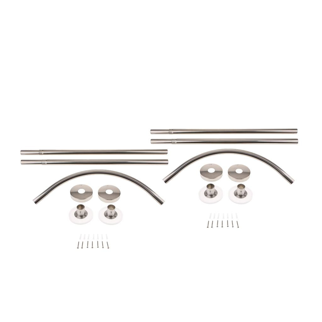 2xAdjustable Curved Shower Curtain Rod Bath Tub Bathroom Bar Rod
