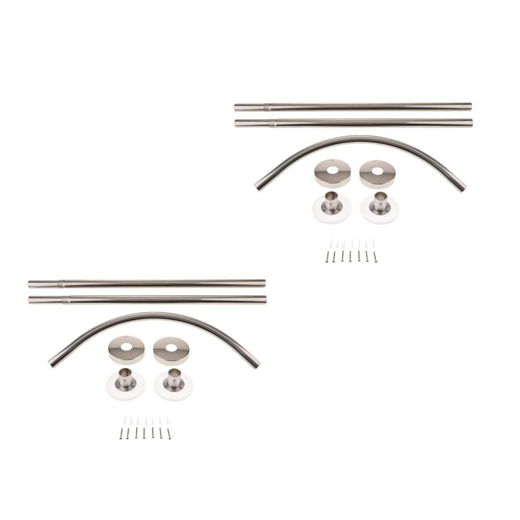 2xAdjustable Curved Shower Curtain Rod Bath Tub Bathroom Bar Rod