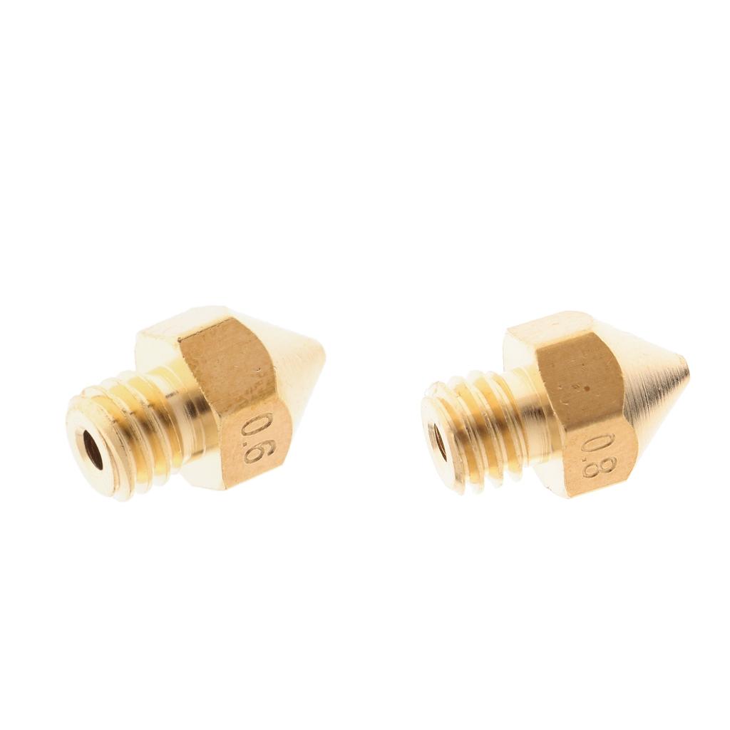 Brass Extruder Nozzle Print Head for 1.75mm Filament 3D Printer 0.6mm+0.8mm