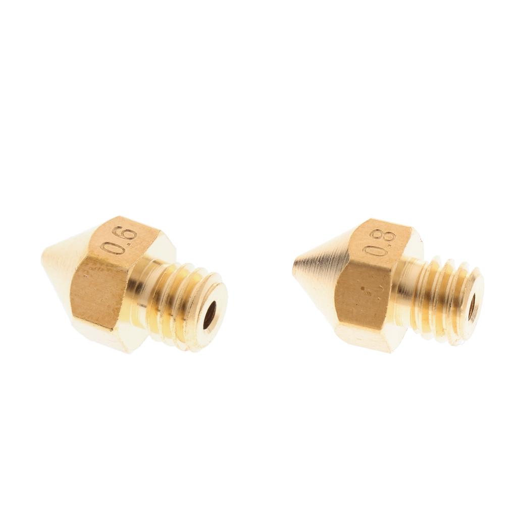 Brass Extruder Nozzle Print Head for 1.75mm Filament 3D Printer 0.6mm+0.8mm