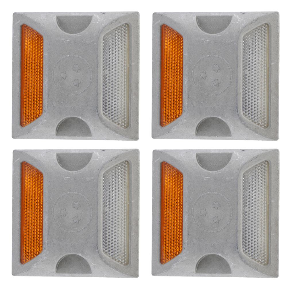 4Pcs Aluminum Road Pavement Marker, Commercial Grade Reflective Road Stud