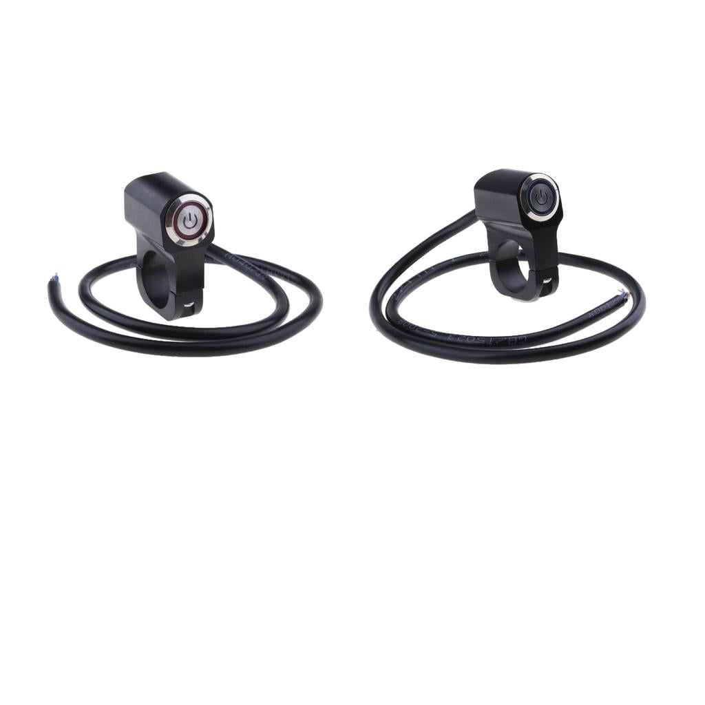 2 Pieces Blue+Red Handlebar Headlight ON/OFF Push Button Switch