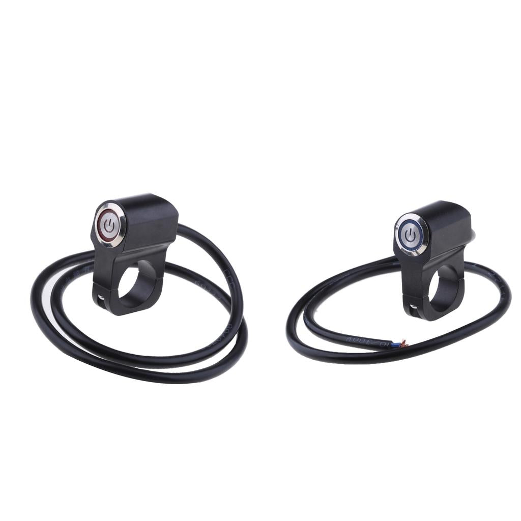2 Pieces Blue+Red Handlebar Headlight ON/OFF Push Button Switch