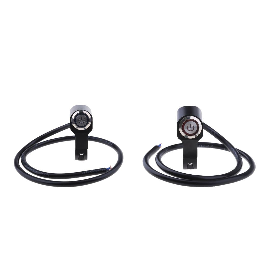 2 Pieces Blue+Red Handlebar Headlight ON/OFF Push Button Switch