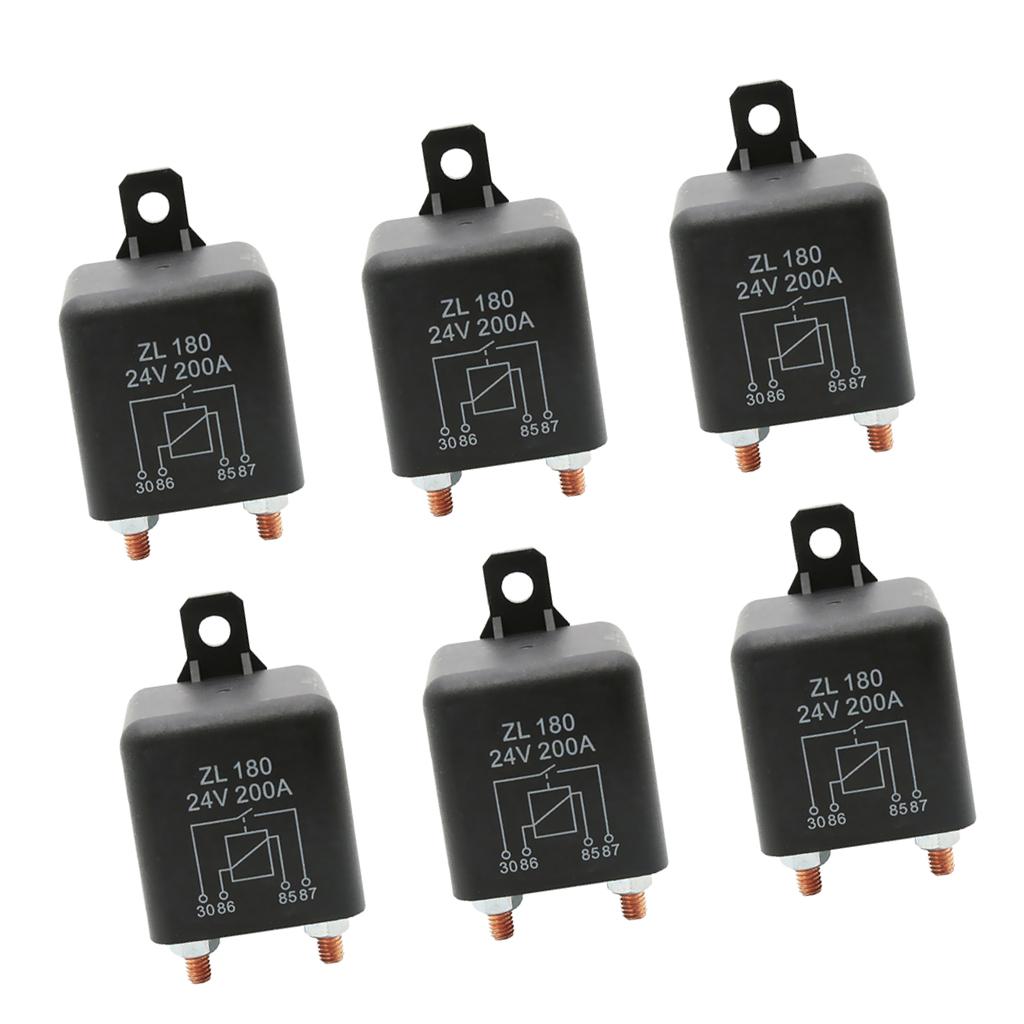 6 Piece Automotive 24V 200A 4 Pin Starter Relay Switch Circuit Control