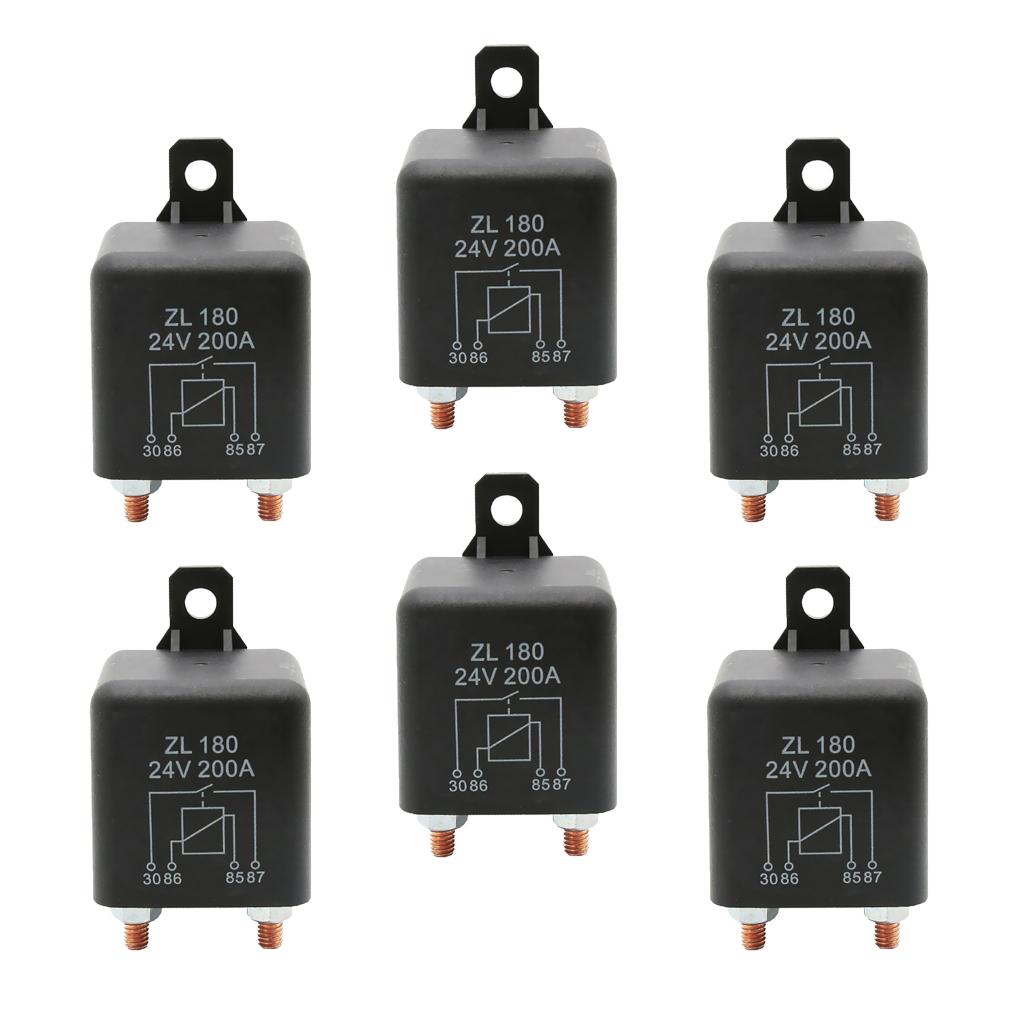 6 Piece Automotive 24V 200A 4 Pin Starter Relay Switch Circuit Control