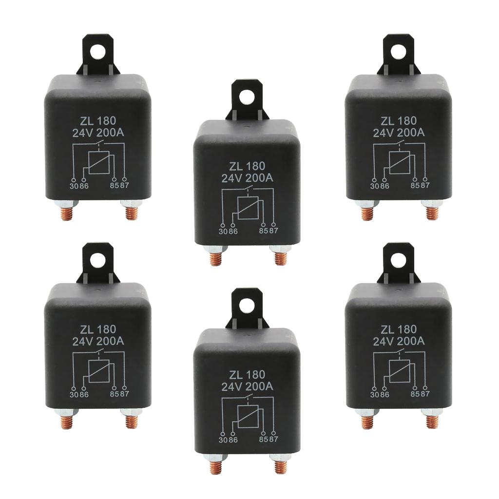 6 Piece Automotive 24V 200A 4 Pin Starter Relay Switch Circuit Control