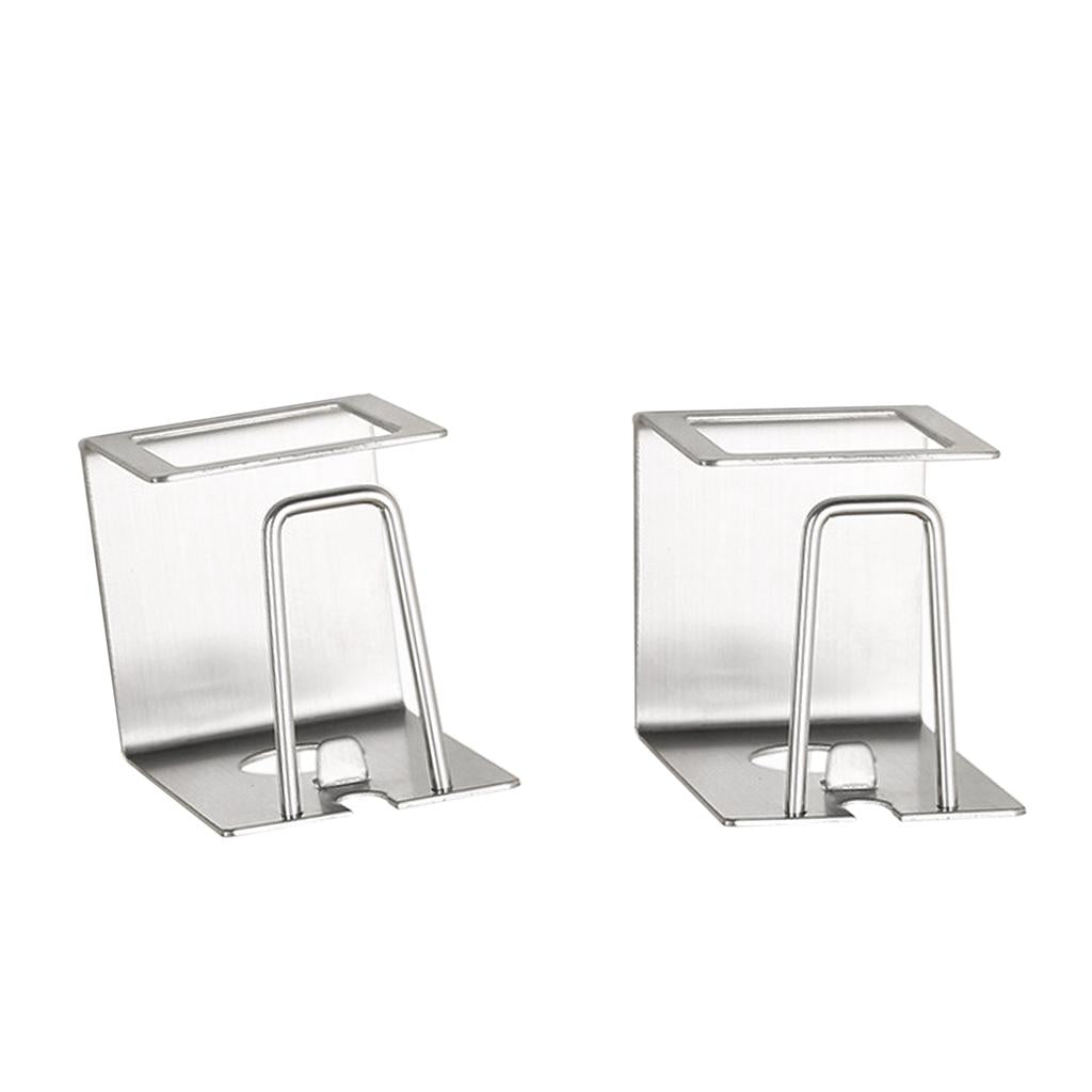 2Pcs Wall Mounted Toothbrush Holder Toothpaste Self Adhesive Stainless Steel