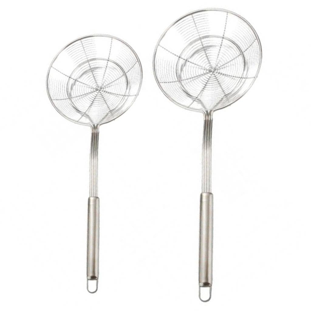 2x Kitchen Spider Strainer Skimmer Strainer Ladle Stainless Steel 20cm&14cm