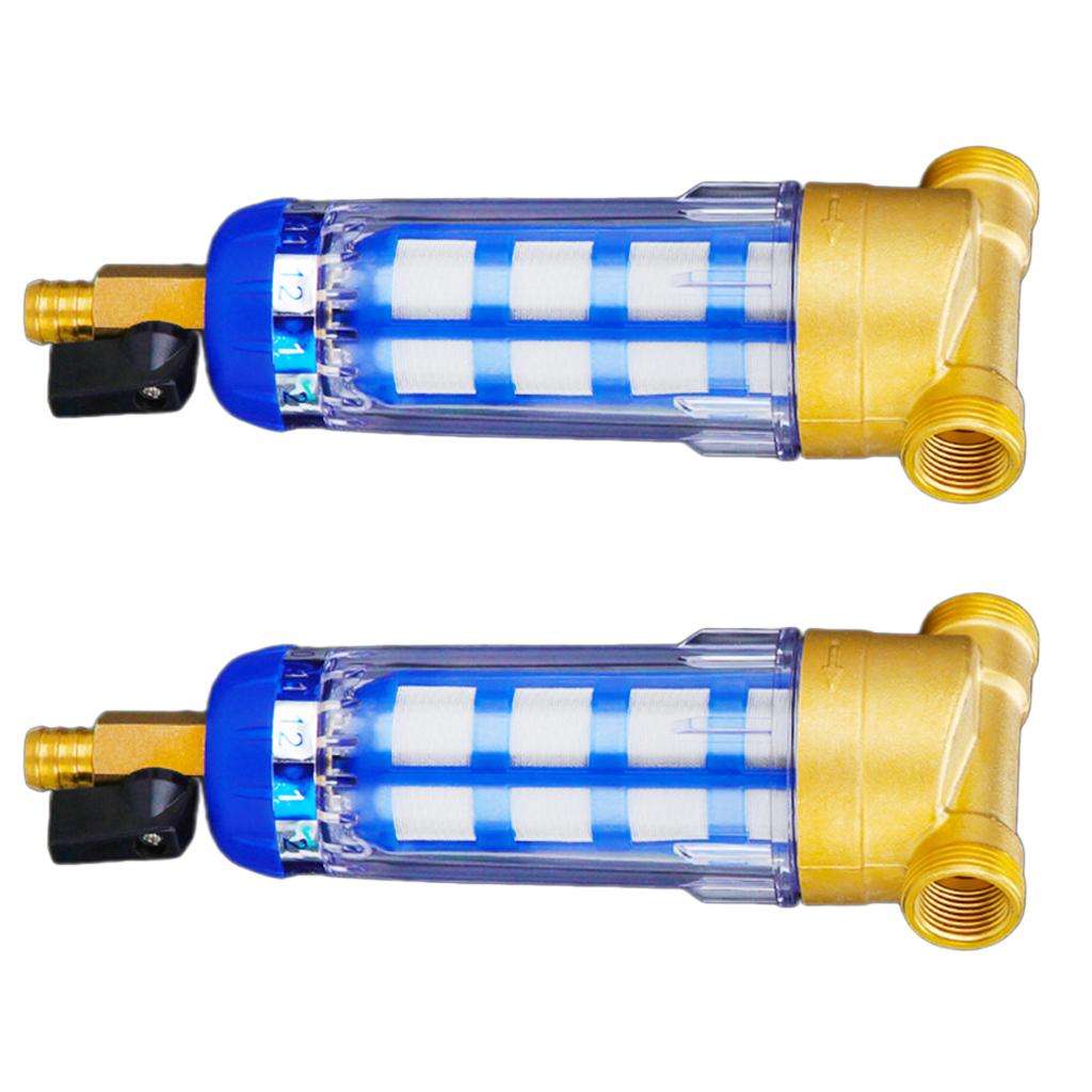 2pcs Home Water Pre-Filter System Down Sediment Water Filter 3/4 1/2""