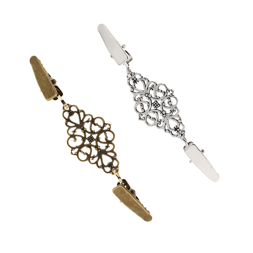 2pcs Women Ladies Vintage Cardigan Sweater Clips Blouse Shirt Collar Clip