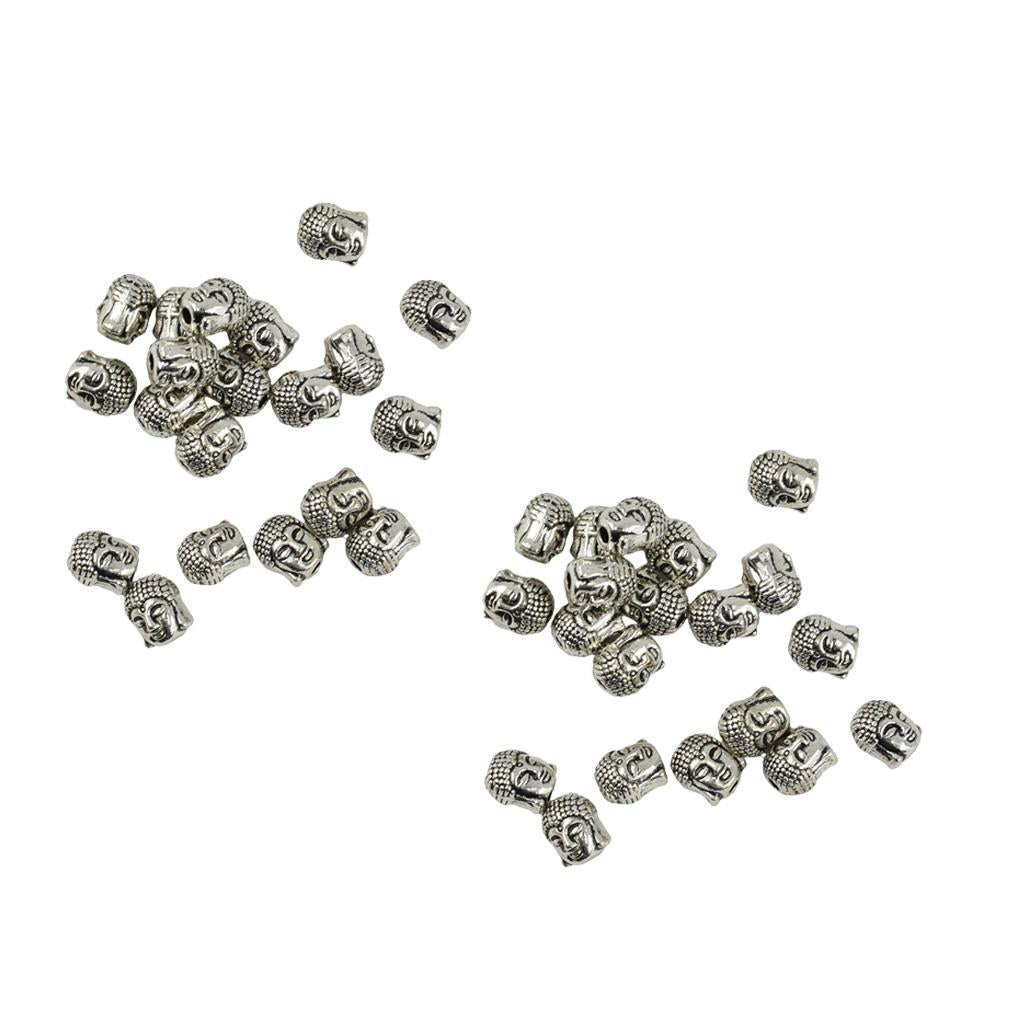 40 Pieces Tibetan Silver 3D Buddha Spiritual Spacer Beads Jewelry DIY Making
