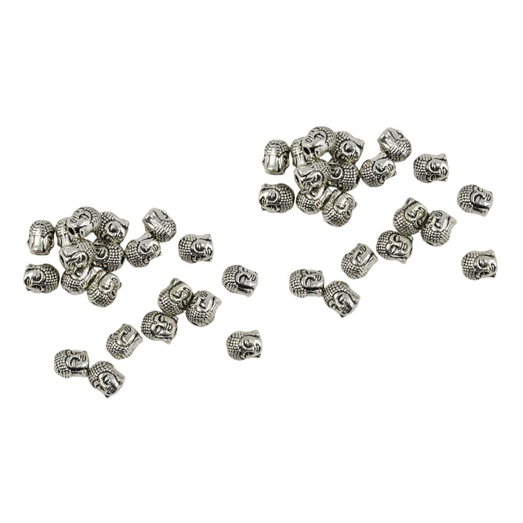40 Pieces Tibetan Silver 3D Buddha Spiritual Spacer Beads Jewelry DIY Making