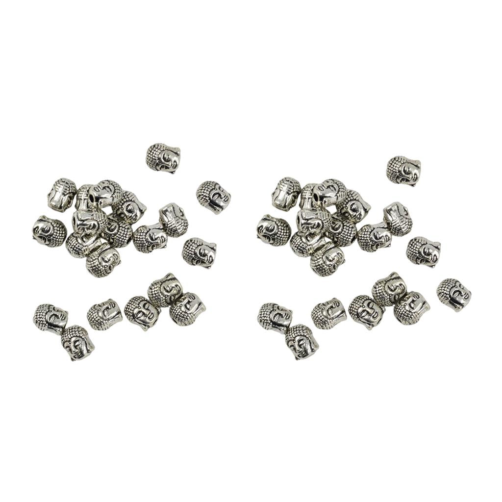 40 Pieces Tibetan Silver 3D Buddha Spiritual Spacer Beads Jewelry DIY Making