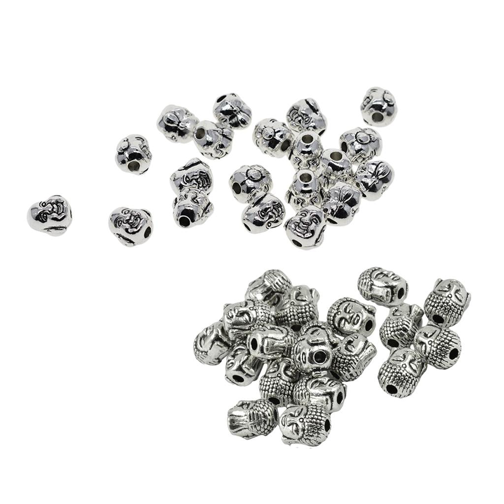 40x Tibetan Silver 3D Happy Smile Buddha Spiritual Spacer Beads