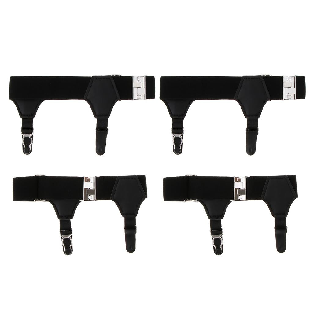 2 Pairs Sock Garters Double Clip Sock Suspenders for Cotton Silk Socks Black