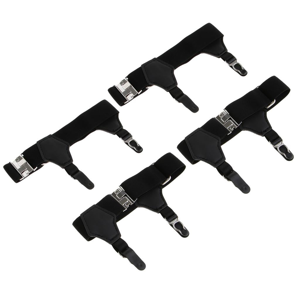 2 Pairs Sock Garters Double Clip Sock Suspenders for Cotton Silk Socks Black