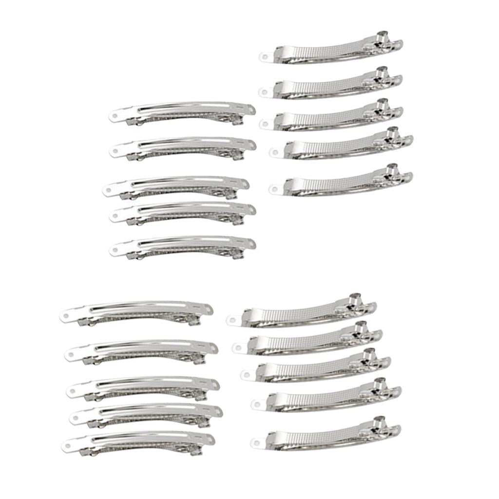 20 Pieces Silver French Hair Clips Hair Grip Barrettes Bows DIY Crafts 6/8cm