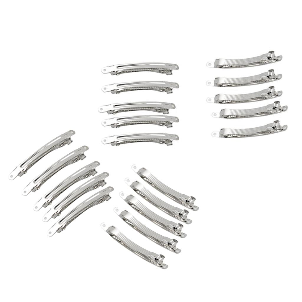 20 Pieces Silver French Hair Clips Hair Grip Barrettes Bows DIY Crafts 6/8cm