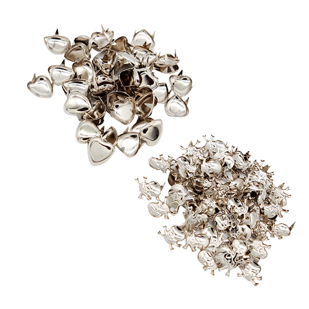 100pcs Skull Love Metal Rivets Claw Studs Bags Clothes Hats Leather Decor