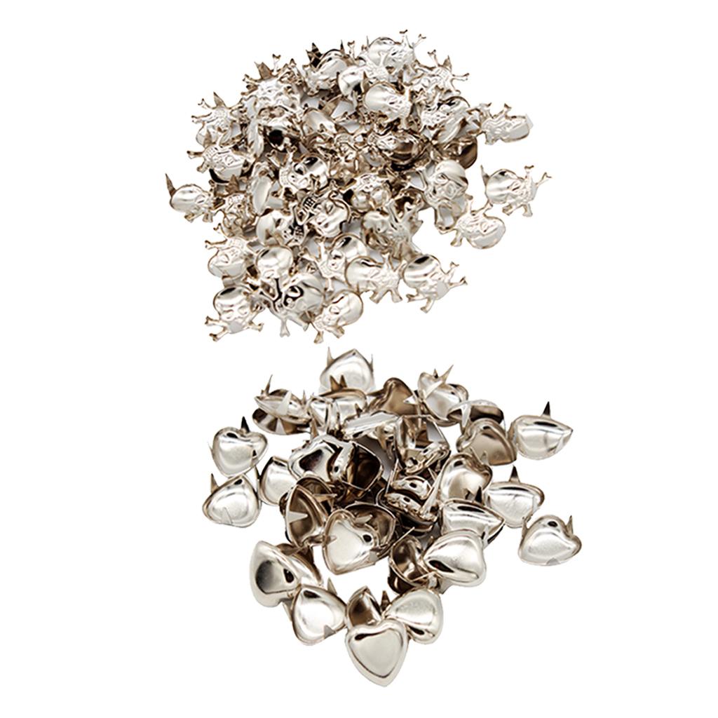 100pcs Skull Love Metal Rivets Claw Studs Bags Clothes Hats Leather Decor