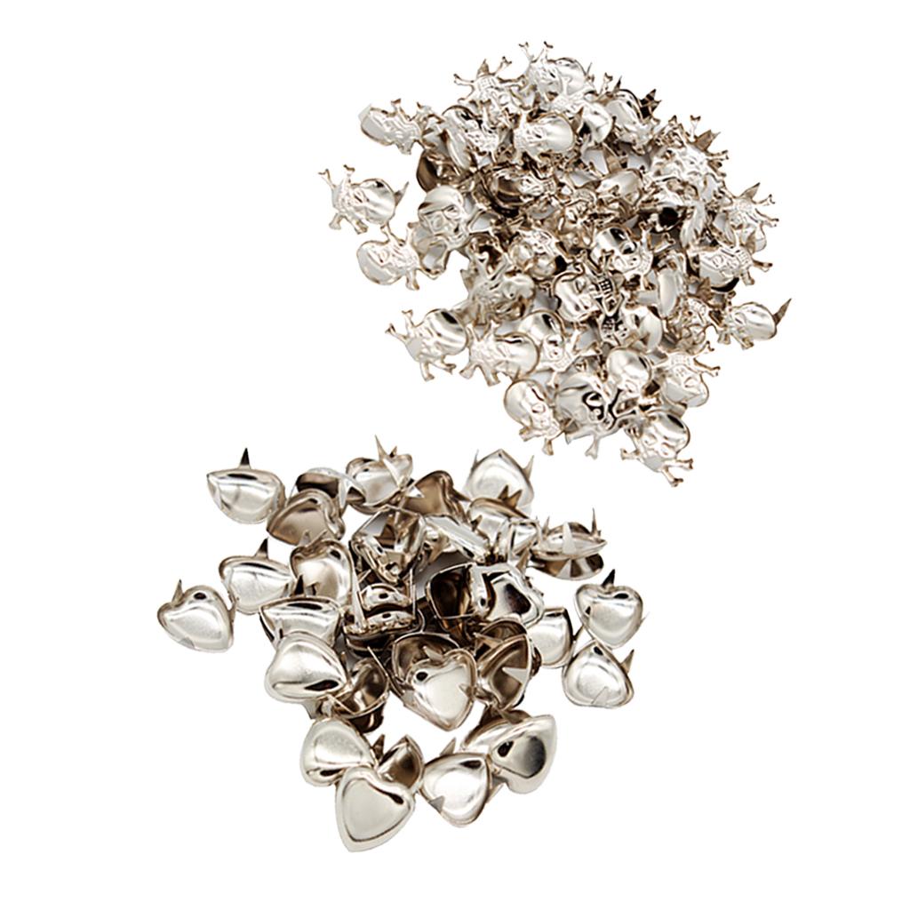 100pcs Skull Love Metal Rivets Claw Studs Bags Clothes Hats Leather Decor