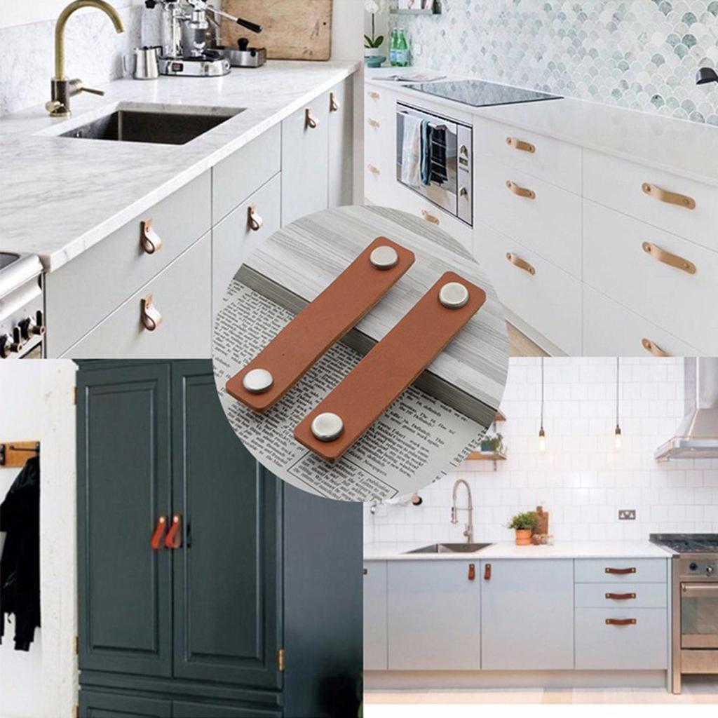 12x PU Leather Cabinet Pull Handle Drawer Dresser Cupboard Handle Pulls