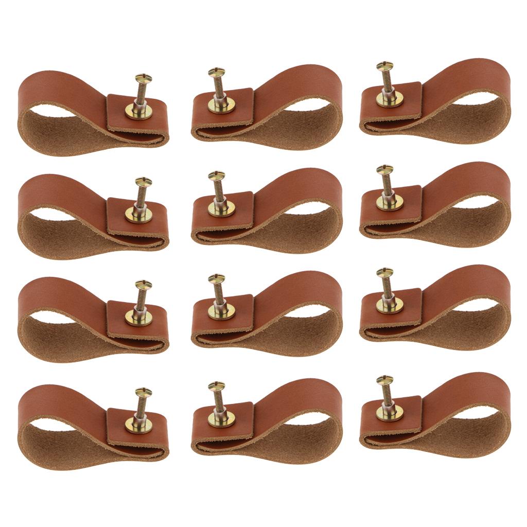 12x PU Leather Cabinet Pull Handle Drawer Dresser Cupboard Handle Pulls