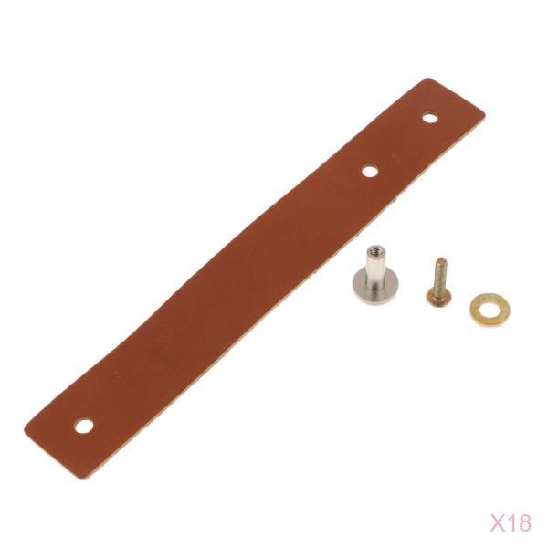 18x Handmade Leather Suitcase Handle Drawer Cabinet Handle Pulls Light Brown