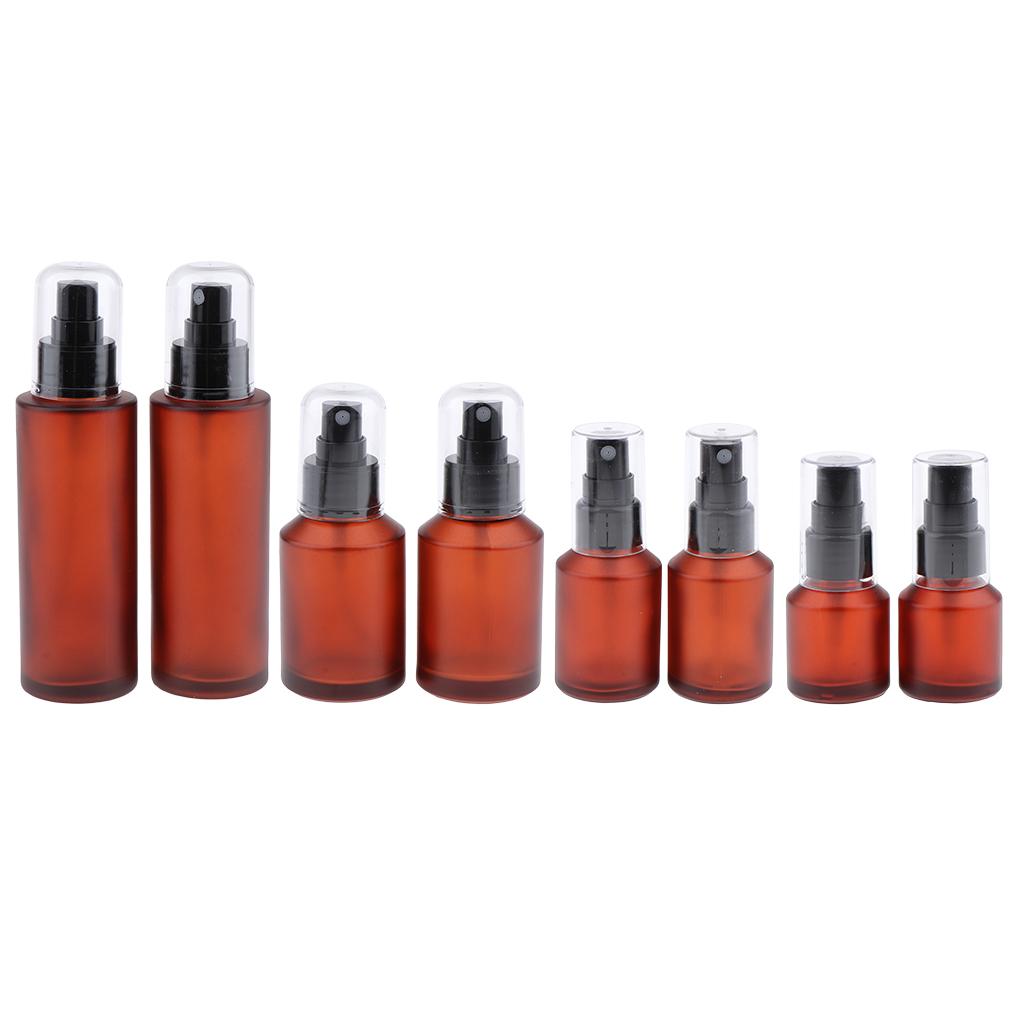 8Pcs 4 Size Refillable Travel Empty Glass Perfume Spray Bottle Atomizer Pump