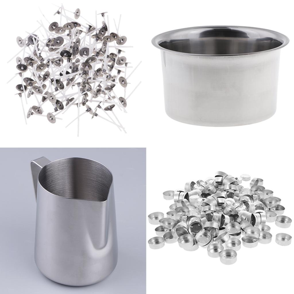 Candle Making Pitcher Double Boiler with 200pcs Tealight Cups Candle Wicks