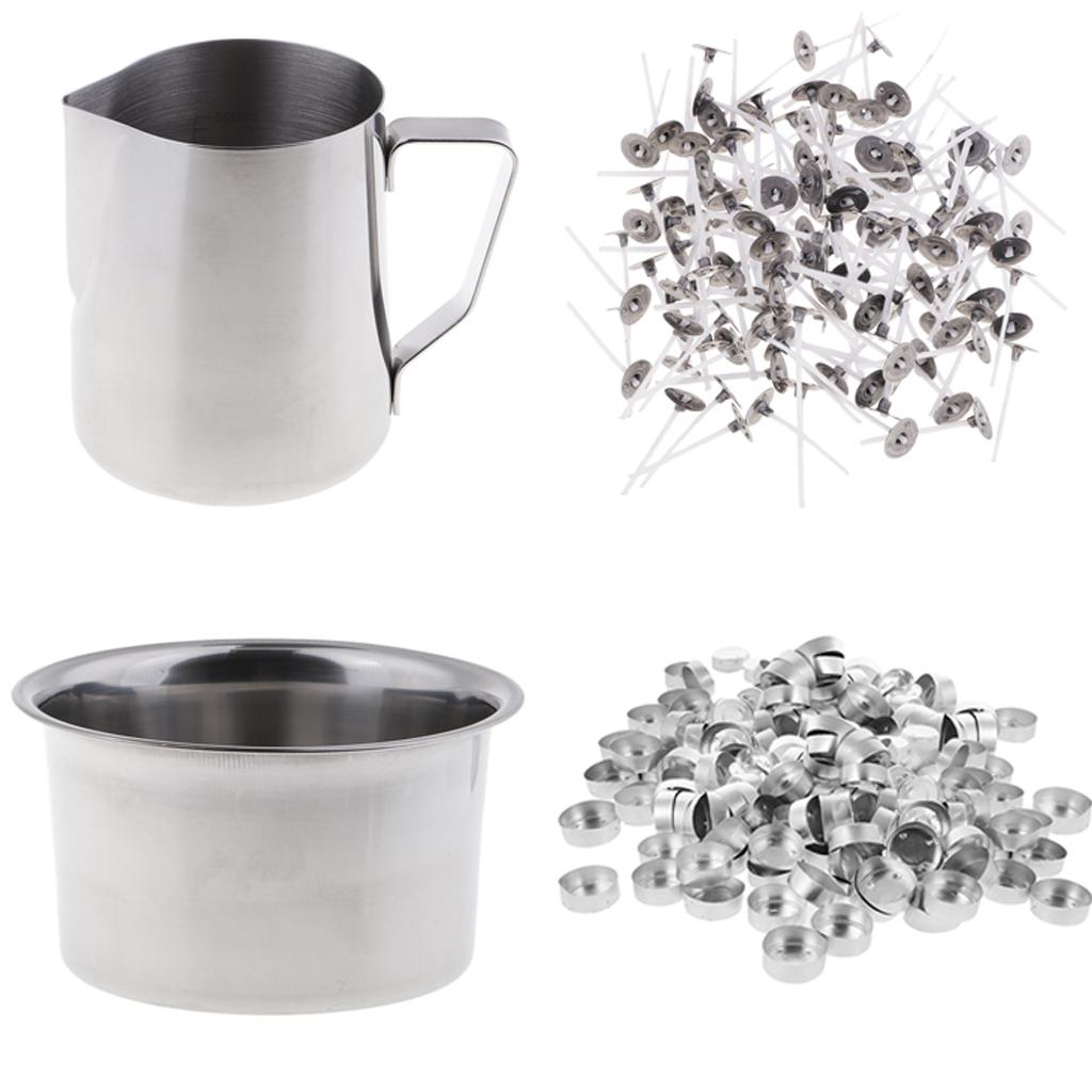 Candle Making Pitcher Double Boiler with 200pcs Tealight Cups Candle Wicks