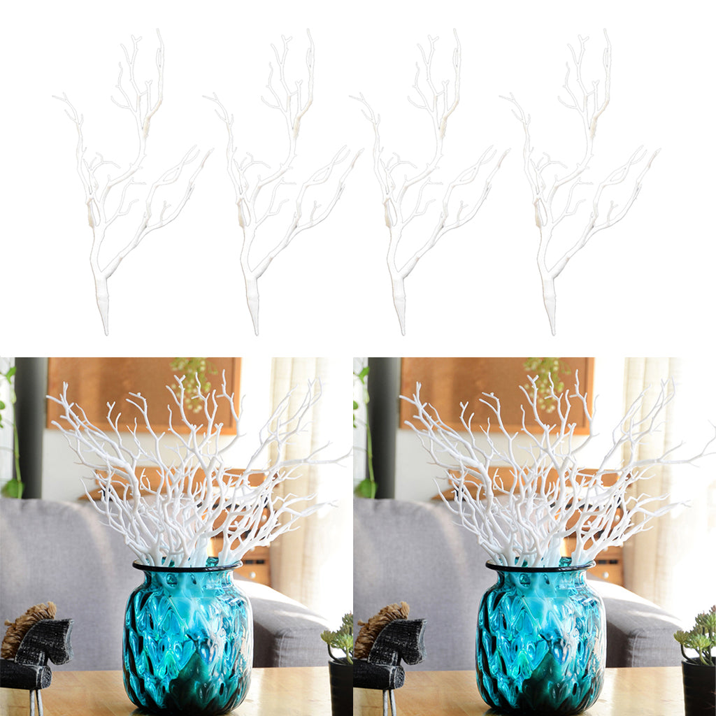 4pcs Simulation Artificial Branches Small Trees Branch Table Decor white