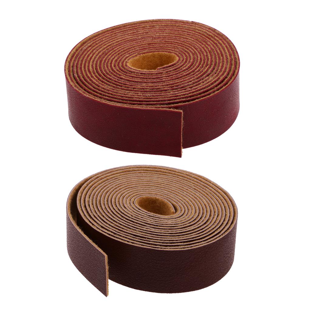 2pcs 10 Meters Long DIY Leather Craft Straps Strips 2cm Wide Wine Red/Coffee