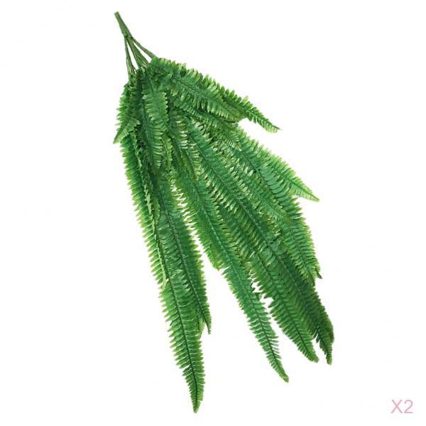 2x Artificial Fern Plant Wall Art Hanging Persian Rattan Plastic Fern Leaf