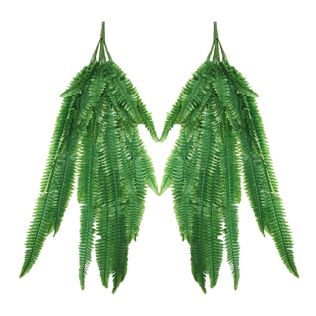 2x Artificial Fern Plant Wall Art Hanging Persian Rattan Plastic Fern Leaf
