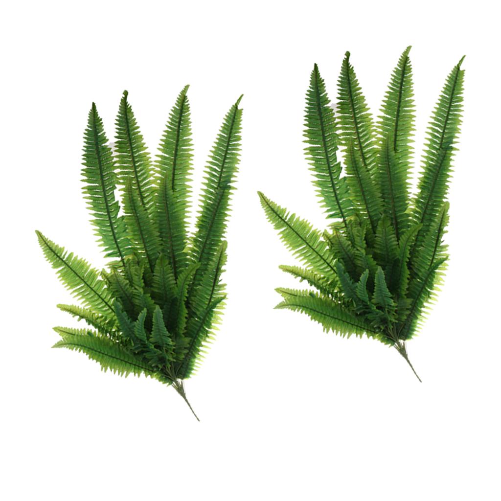 2x Artificial Fern Plant Wall Hanging Persian Rattan Plastic Fern Leaf