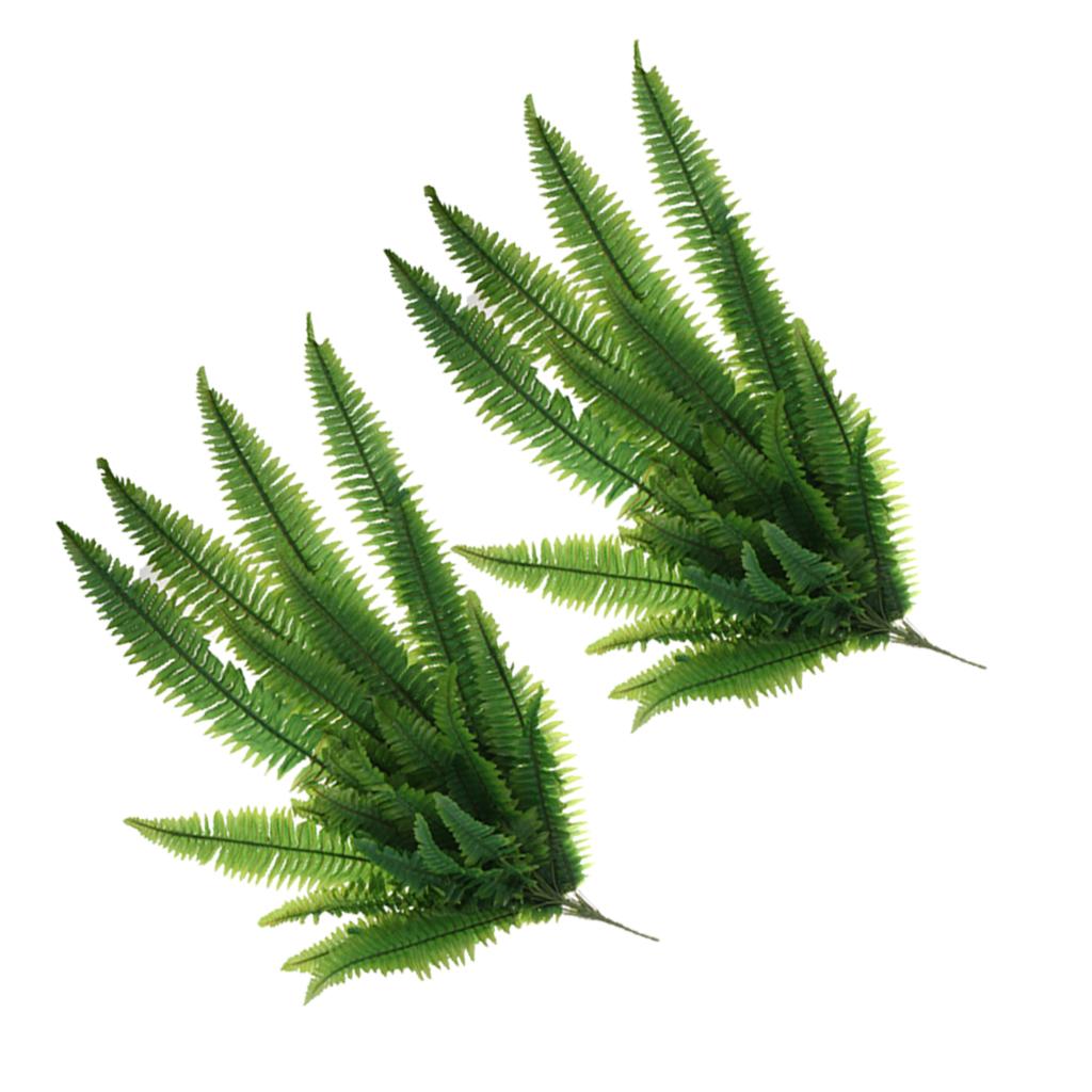 2x Artificial Fern Plant Wall Hanging Persian Rattan Plastic Fern Leaf