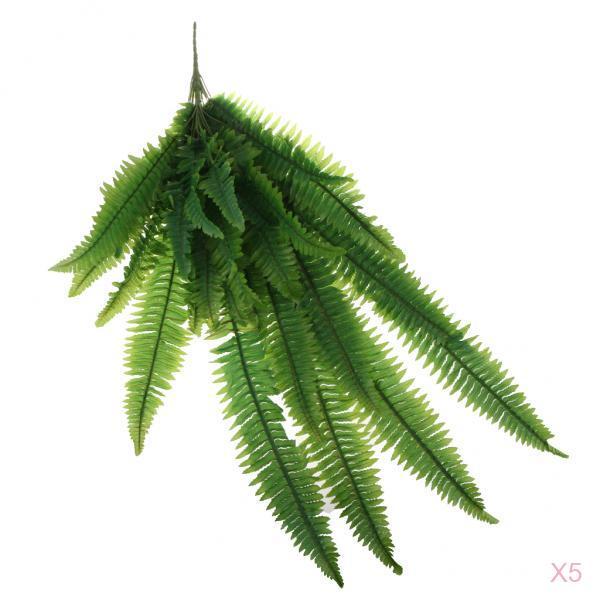 5x Artificial Fern Plant Wall Hanging Persian Rattan Plastic Fern Leaf