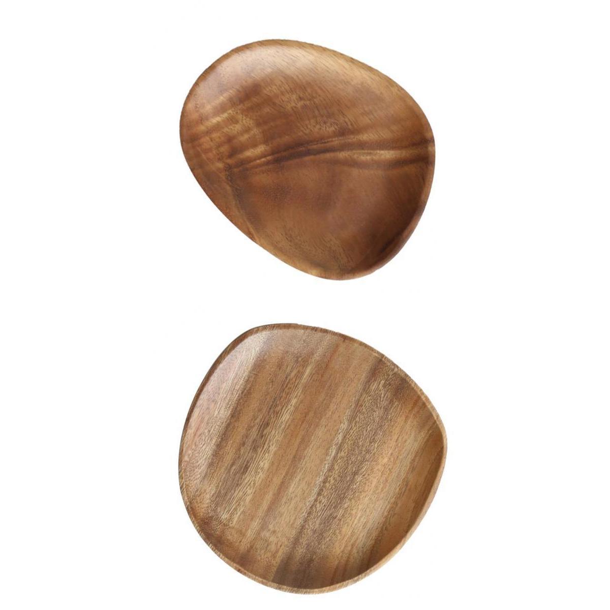 2pcs Wooden Serving Tray Storage Tray Dish Plate Tea Fruit Snacks Cake Trays