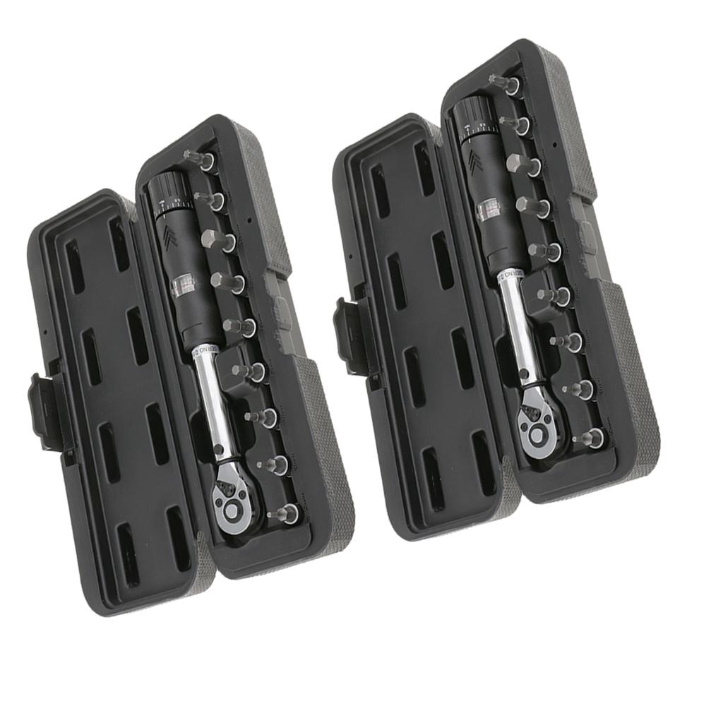 2x Bicycle Bike Torque Wrench 1/4'' Drive Hex Socket Bit Set Repair Spanner
