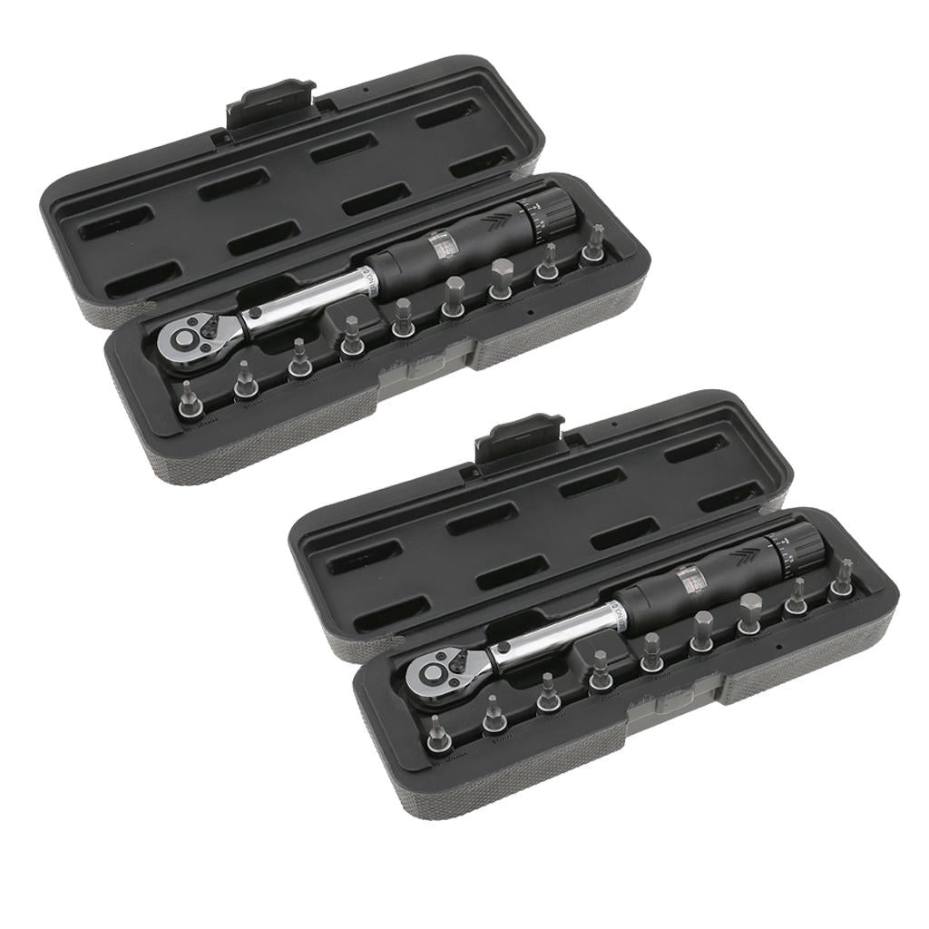 2x Bicycle Bike Torque Wrench 1/4'' Drive Hex Socket Bit Set Repair Spanner