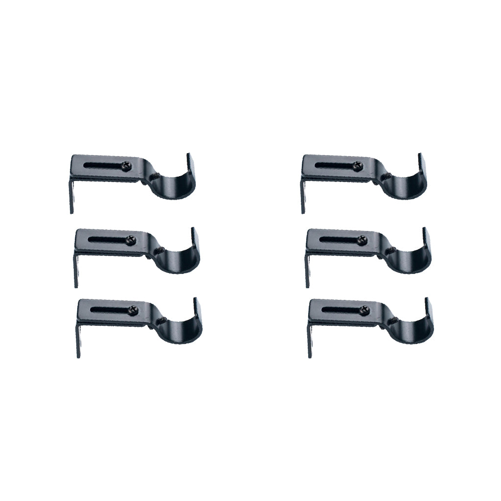 2Set Adjustable Metal Curtain Pole Rod Wall Bracket Hook Holder Black