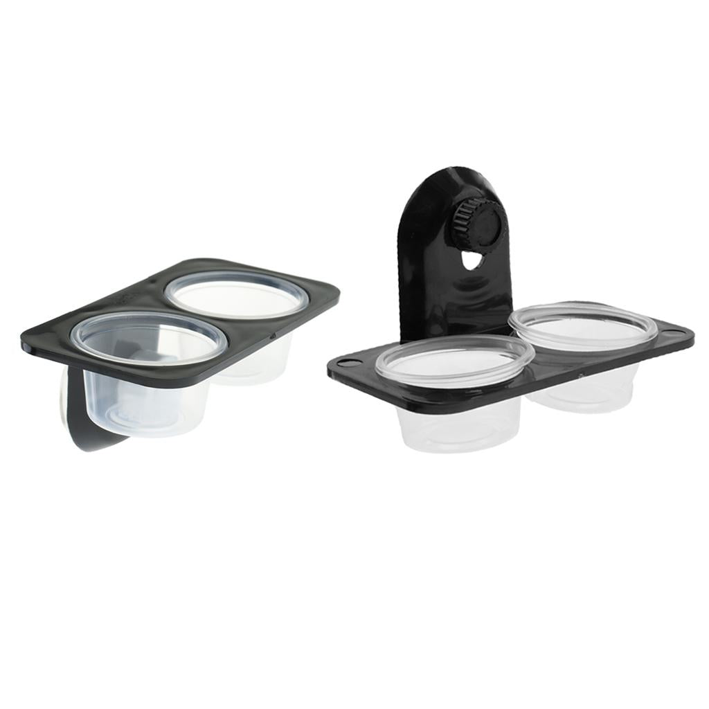 2 Pcs Dual Reptile Feeder Feeding Bowl Screw Food & Water Dish For Lizard