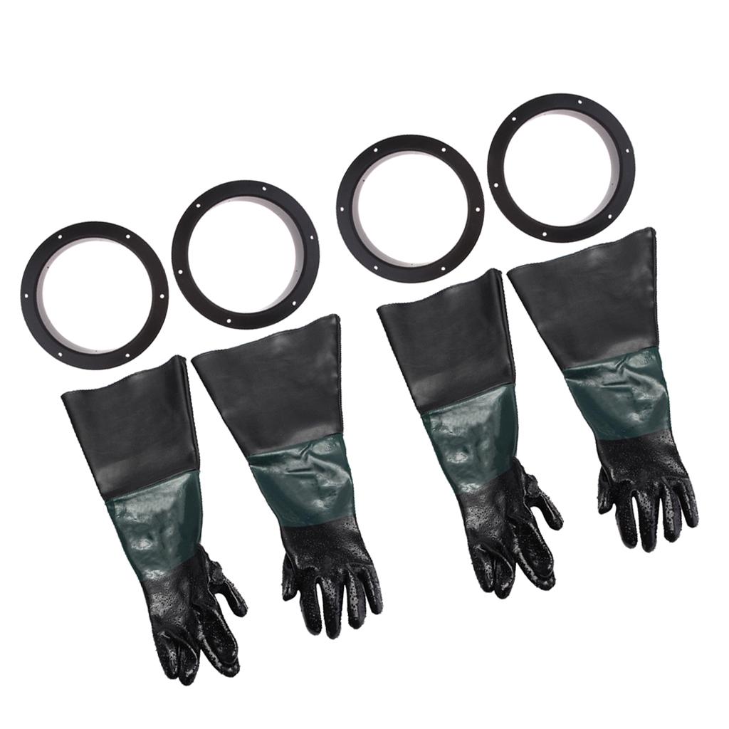 2 Pair of 60cm Heavy Duty Gloves with 4 Glove Holders for Sand Blast Cabinet