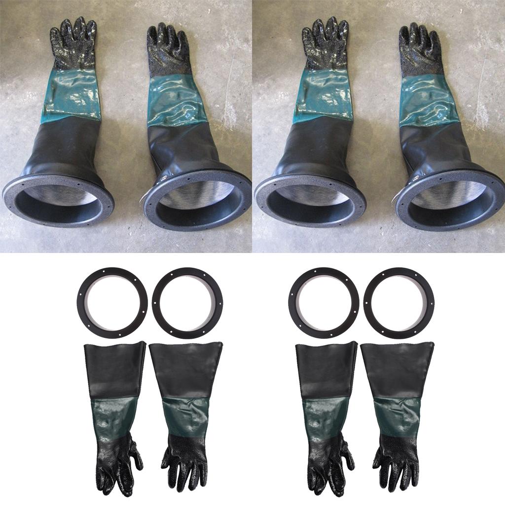 2 Pair of 60cm Heavy Duty Gloves with 4 Glove Holders for Sand Blast Cabinet