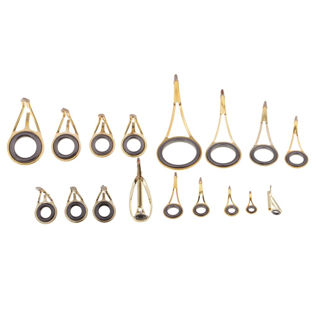 17pcs Stainless Steel Fishing Rod Guide Eye Ceramic Ring Fishing Line Rings