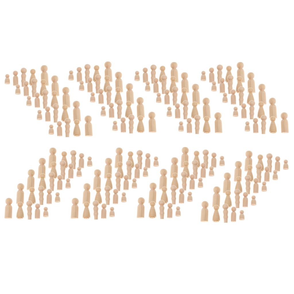 200x Wood Peg Doll Family Unfinished Blank Figurine DIY Craft Kids Toy Gift