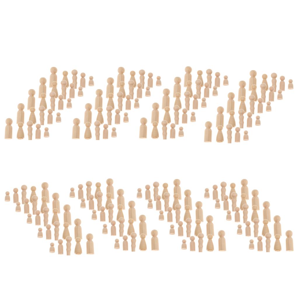 200x Wood Peg Doll Family Unfinished Blank Figurine DIY Craft Kids Toy Gift