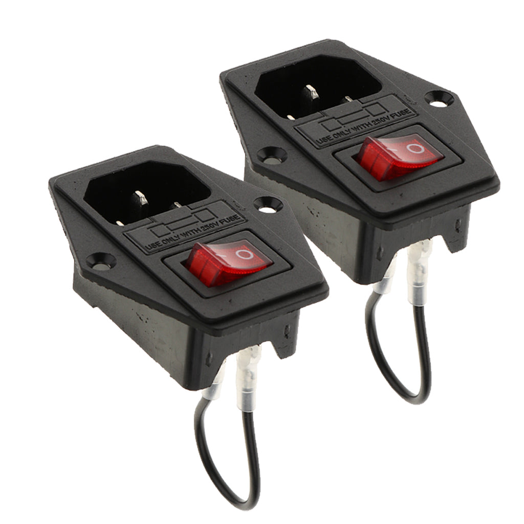 2Pcs 3Pin Male Power Socket Inlet Module Plug Fuse Switch for 3D Printer
